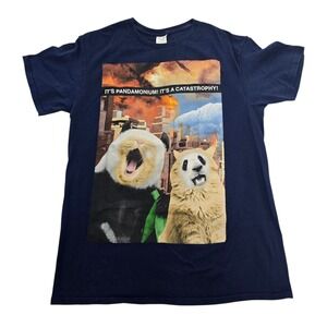 Pandamonium Catastrophe Graphic T-Shirt Funny Panda Bear City Disaster Medium‎